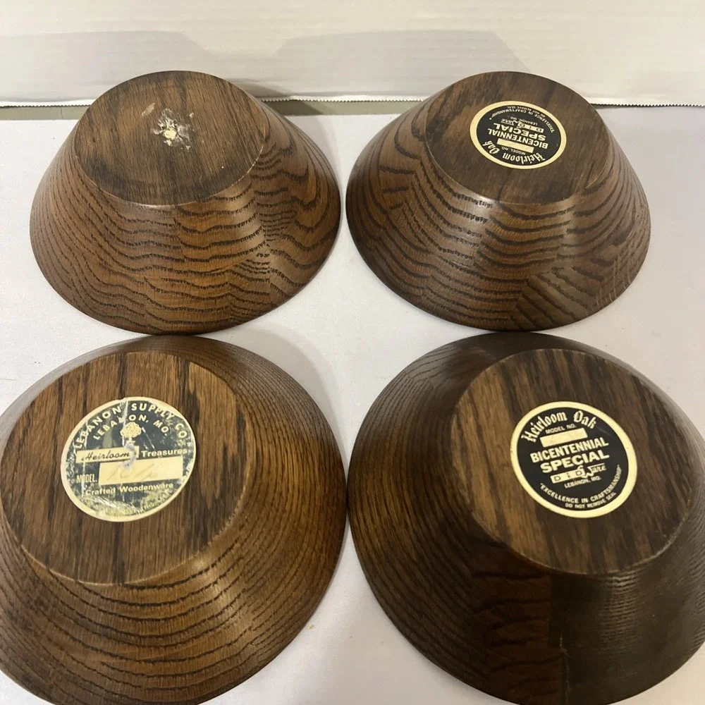 Vintage Heirloom Oak Curved Wood Bowls Set Of 4 DidWare Stave USA Lebanon Supply